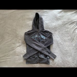 Grey and light blue hollister zip up sweatshirt